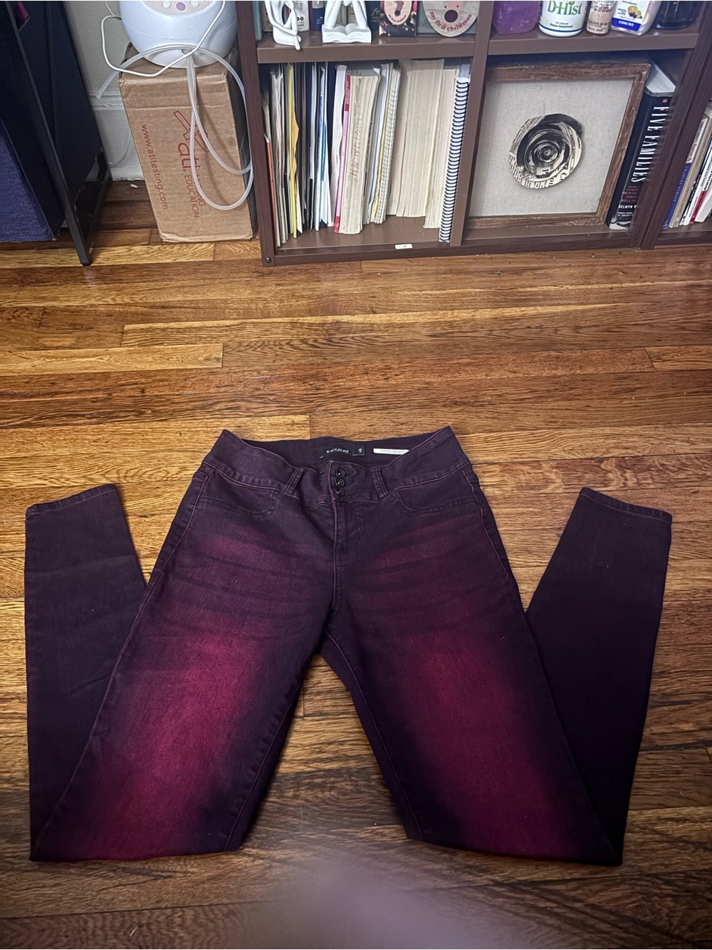 Source Unknown Burgundy Ombre Skinny Jeans